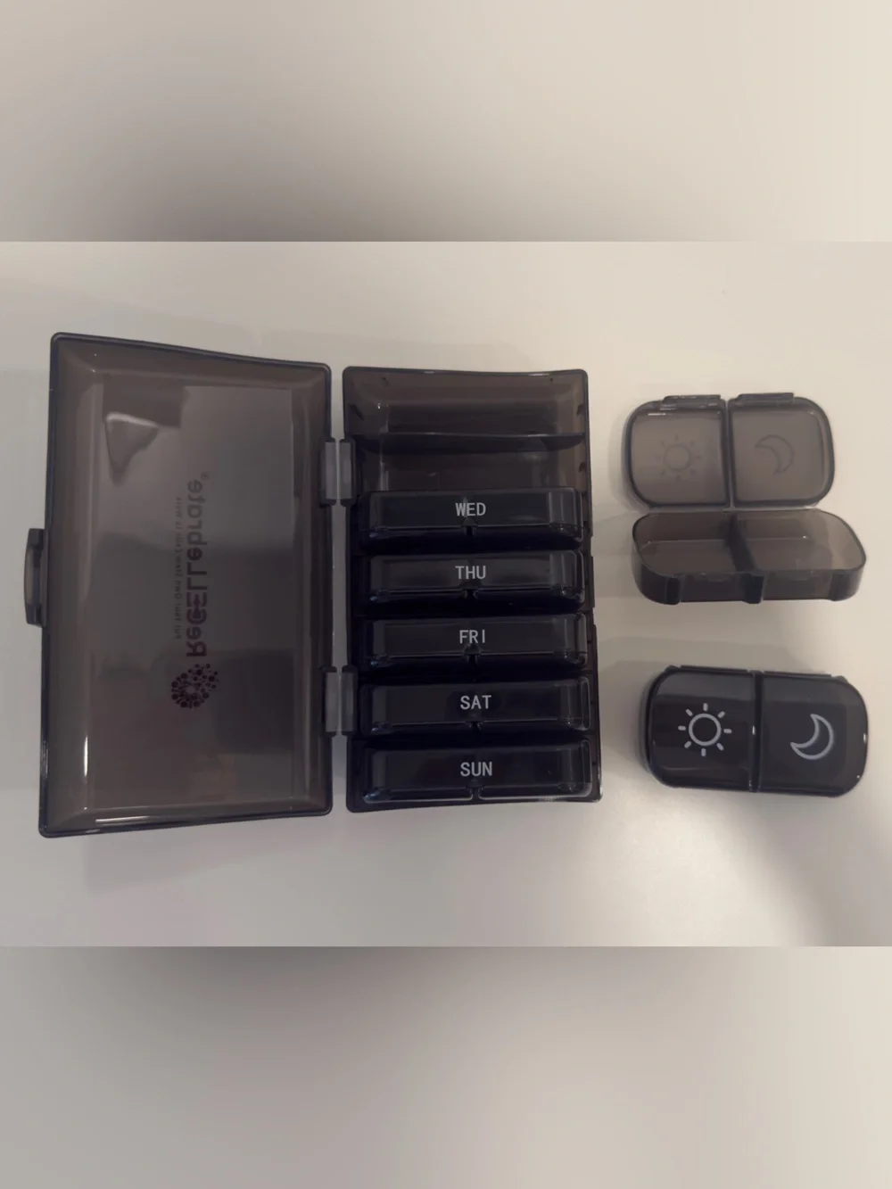 Weekly Pill Organizer with AM/PM Compartments - Black